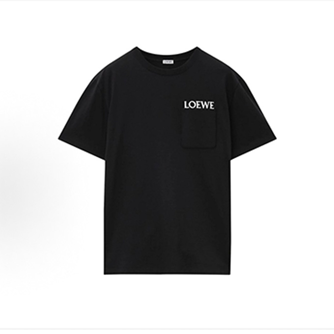loewe woven logo embroidered pocket short sleeve t-shirt